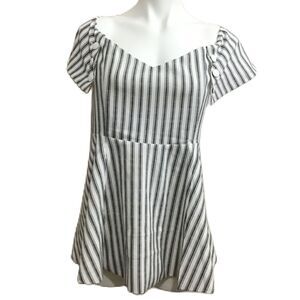 by egreis Stripe Short Sleeve Flare Top Size XXL